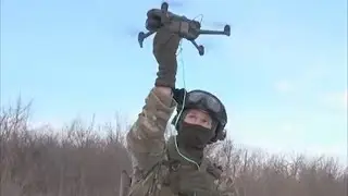 Use of drones for mine clearance by Russian sappers